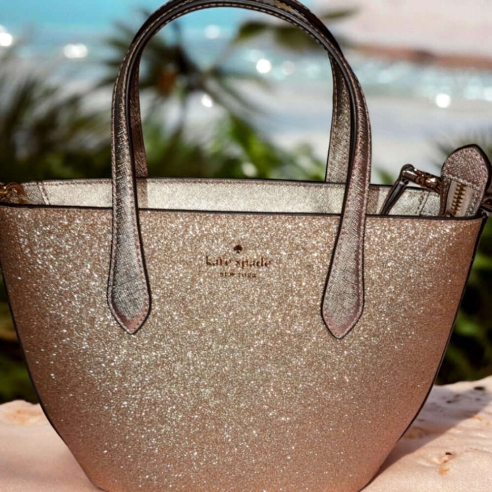 NWT Kate Spade New York Gold Glimmer Mixed Material Satchel/bag KE460 - Picture 1 of 11
